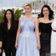Jury Members, Ebru Ceylan, Nadine Labaki, President of the Jury, Greta Gerwig, Eva Green and Lily Gladstone attend the jury photocall at the 77th annual Cannes Film Festival at Palais des Festivals on May 14, 2024 in Cannes, France.